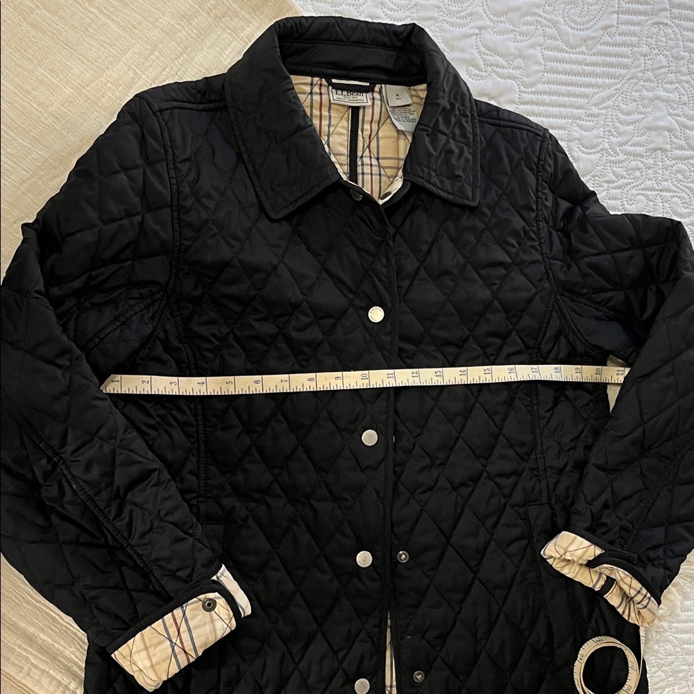 LLBean Black Quilted Utility Jacket with Signature Check Lining